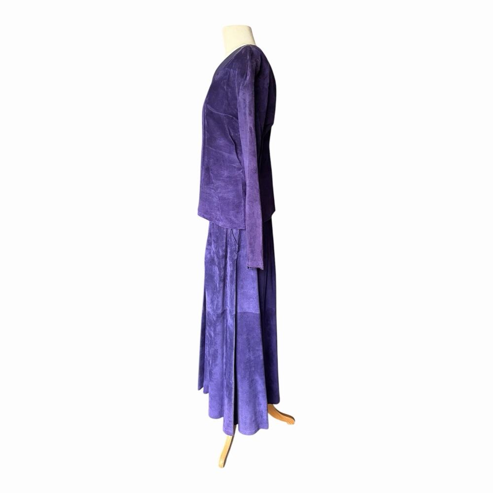 Vintage Liz Roberts Robert Elliott Purple Suede Two Piece Skirt Set Medium - Picture 4 of 16